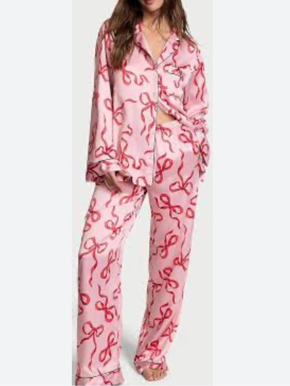 Victoria's Secret Glazed Satin Pajama Set
Chalk Rose Bows Size Small